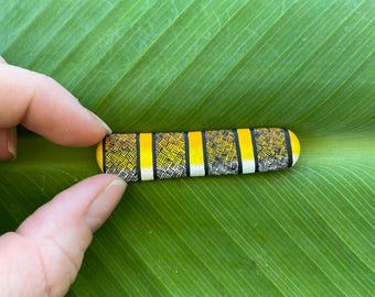 Lined Banded Pattern - Hand Painted Rock Art. Acrylic Paint.