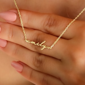 14K Gold Dainty Name Necklace,Personalized Name Jewelry,Everyday Layering Necklace, Gift for Her,Minimalist Name Necklace,LVK35