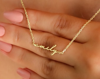 14K Gold Dainty Name Necklace,Personalized Name Jewelry,Everyday Layering Necklace, Gift for Her,Minimalist Name Necklace,LVK35