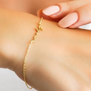 14K Solid Gold Name Bracelet,Dainty Name Bracelet,Custom Name Bracelet,Personalized Bracelet,Gift For Mom,Birthday Gift,Christmas Gift,LVK04