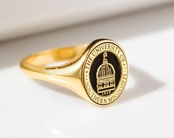 Personalized Signet Ring,College Class Ring,High School Graduation Rings,Personalized Jewelry,LVK14