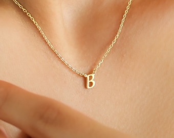 14K Gold Initial Necklace,Dainty Necklace, Custom Letter Necklace,Personalized Necklace,Gift For Her,Birthday Gift,LVK02