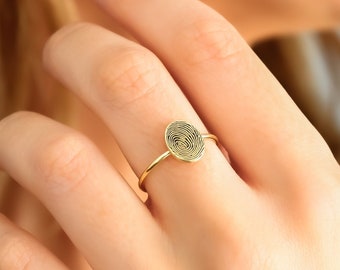 Actual Fingerprint Ring,Fingerprint Jewelry,Custom Fingerprint Ring, Memorial Gift,Gifts for Mom,LVK14O