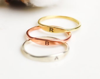 14K Gold Dainty Initial Ring,Letter Ring,Custom Name Ring,Mother Ring,Stacking Ring,Gift for Mom,Christmas Gifts,LVK12