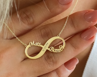 14K SOLID GOLD Infinity Necklace,Dainty Necklace,Personalized Name Necklace, Custom Name Necklace,Personalized Gift,LVK06