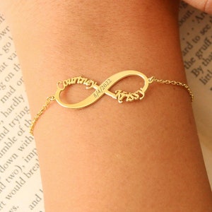 14K Solid Gold Infinity Bracelet,Real Gold Name  Bracelet,Solid Gold Personalized Bracelet,Personalized Gift,Birthday Gifts,LVK11