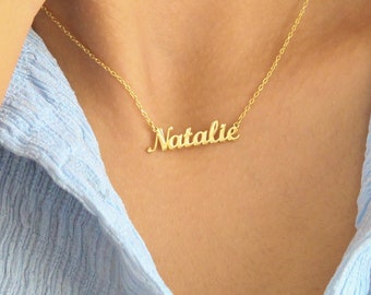 14K Solid Gold Name Necklace,Custom Name Necklace,Personalized Name Necklace,Dainty Necklace,Gift For Her,Christmas Gifts,LVK24