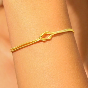 14K Gold Knot Bracelet,Love Knot Bracelet,Dainty Friendship Bracelet, Couples Bracelet Mother Daughter Gift, Birthday Gift,LVK113