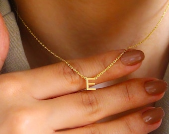 14K Solid Gold Initial Necklace,Minimalist Initial Necklace,Personalized Necklace,Dainty Letter Necklace,Gift For Her,LVK30