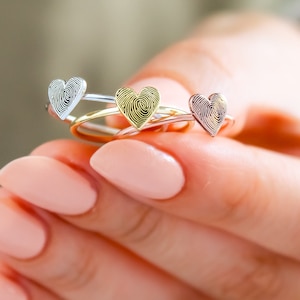 Sterling Silver Heart  Fingerprint Ring,Fingerprint Jewelry,Tiny Fingerprint Ring,Personalized Jewelry,LVK14KLP