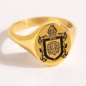Custom Family Crest Sterling Silver Signet Ring,LVK14