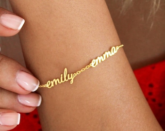 Custom Multiple Name Bracelet - Personalized Layering Bracelet, Dainty Gift for Her, Christmas Jewelry
