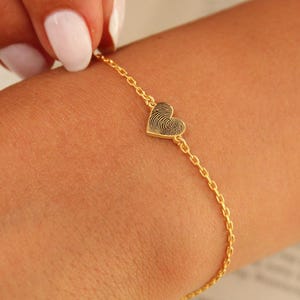 Fingerprint Heart Bracelet,Personalized Fingerprint Bracelet,Memorial Jewelry,Handwriting Bracelet,Engraved Jewelry,Gift for Mom,LVK14