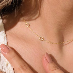 14K Gold Sideways Initial Necklace,Personalized Necklace,Letter Necklace,Minimalist Necklace,Personalized Jewelry,Birthday Gift,LVK26