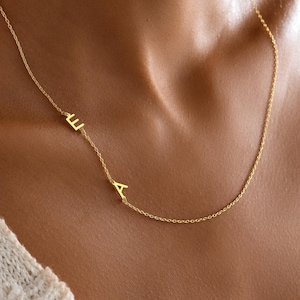 Gold Initial Necklace,Sideways Initial Necklace,Custom Letter Necklace,Personalized Jewelry,Gift For Her, Christmas Gift,Mothers Gifts,LVK26