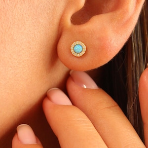 Opal Earrings,Dainty Studs Minimalist Earrings,Silver Studs,Opal Earring,Tiny Gold Studs,Dainty Gold Stud Earrings,October Birthstone,LVK109