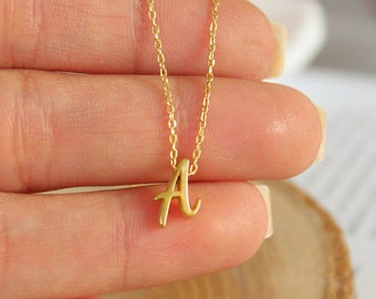 14k Solid Gold Initial Necklace,Personalized Letter Charm Necklace,Dainty Layering Necklace,Gift For Her,LVK47
