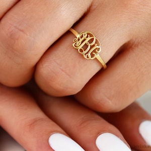 Personalized Initial Ring,Dainty Monogram Ring,Custom Letter Ring,Gold Name Ring,Personalized Jewelry,LVK46