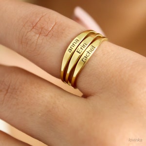 14K Solid Gold Name Ring, personalisierter Name Schmuck, Geschenk für sie, LVK12