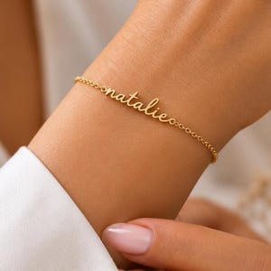 14K Gold Name Bracelet, Personalized Bracelet, Custom Name Bracelet, Dainty Layering Bracelet, Handmade Jewelry,Gift for Mom