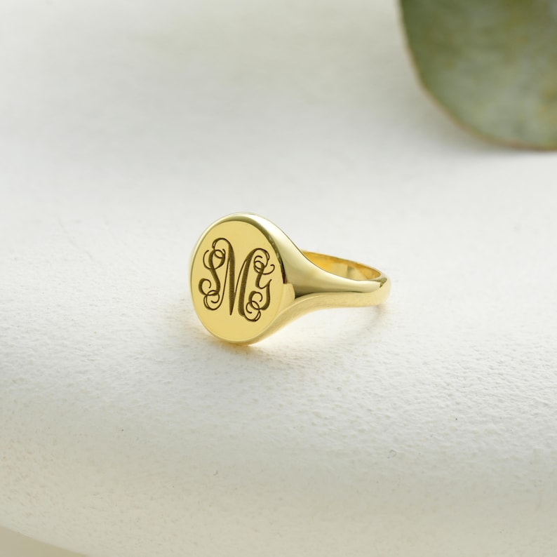 Signet Ring With R Script Personalized Signet Ring,engraved Letter Ring,gift for Her,custom ...