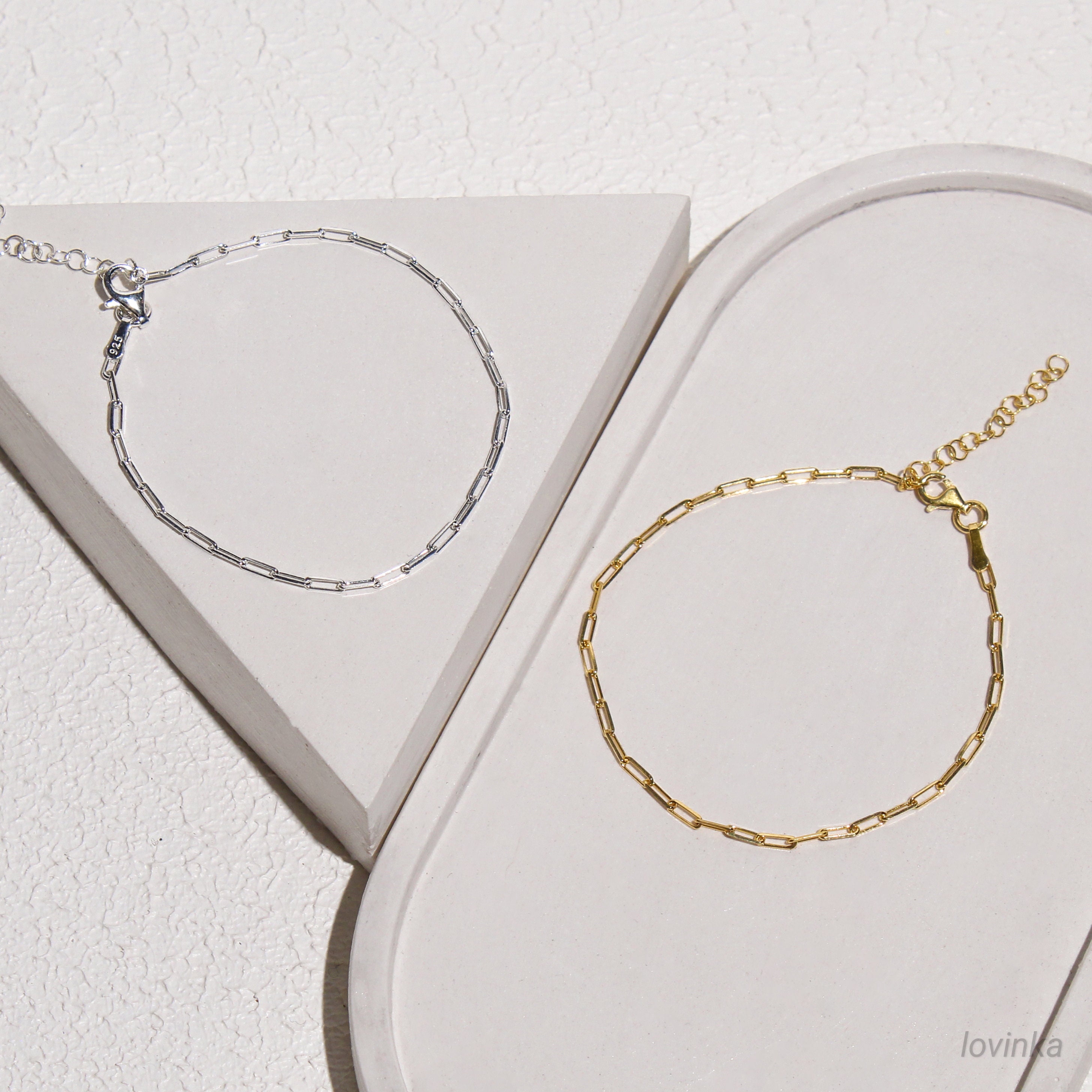 14k Gold Paperclip Chain Bracelet,paperclip Bracelet, Chain