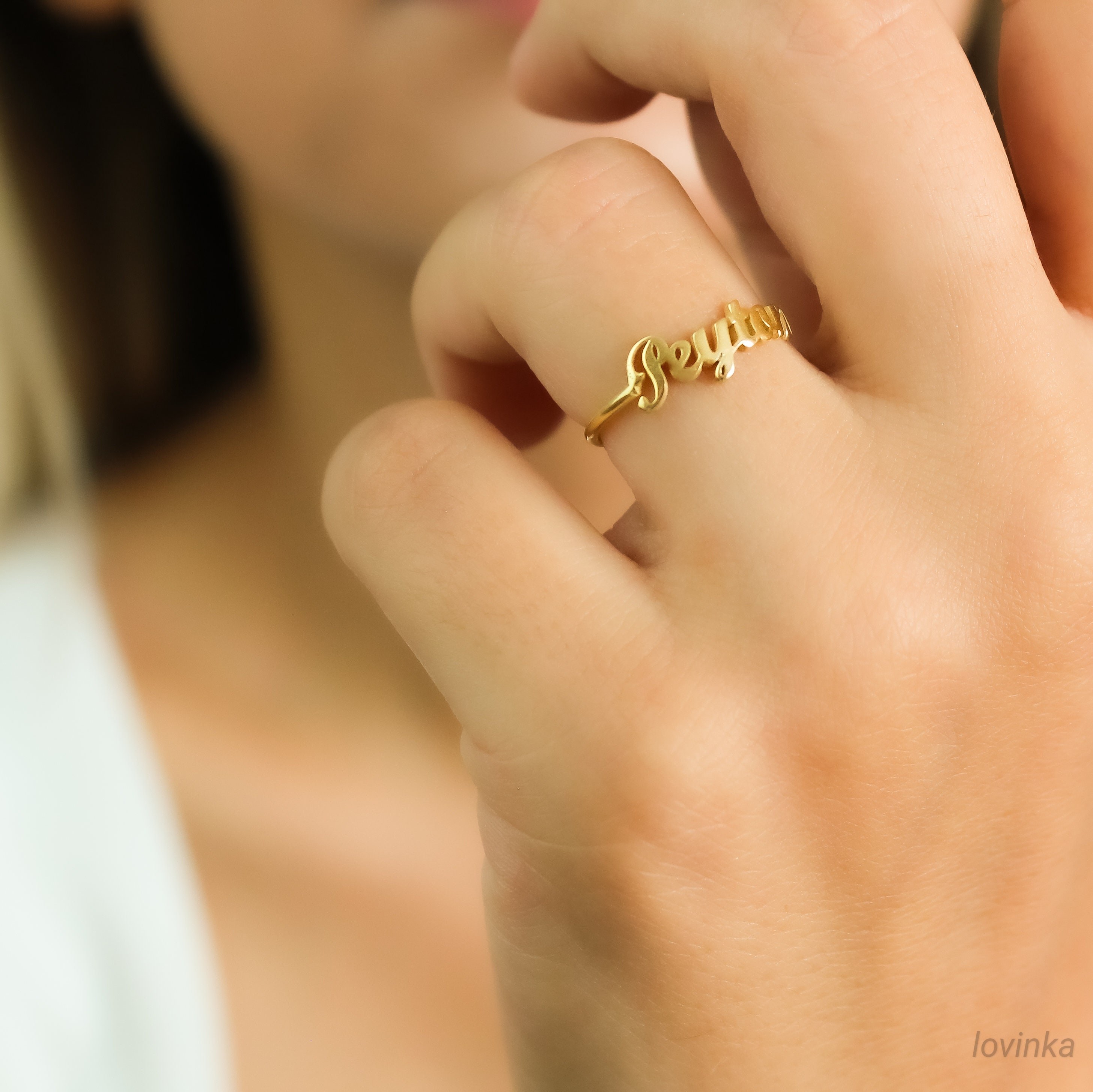 14K Solid Gold Name Ring,personalized Jewelry,custom Name 14K Solid Gold Name Ring,personalized Jewelry,custom Name