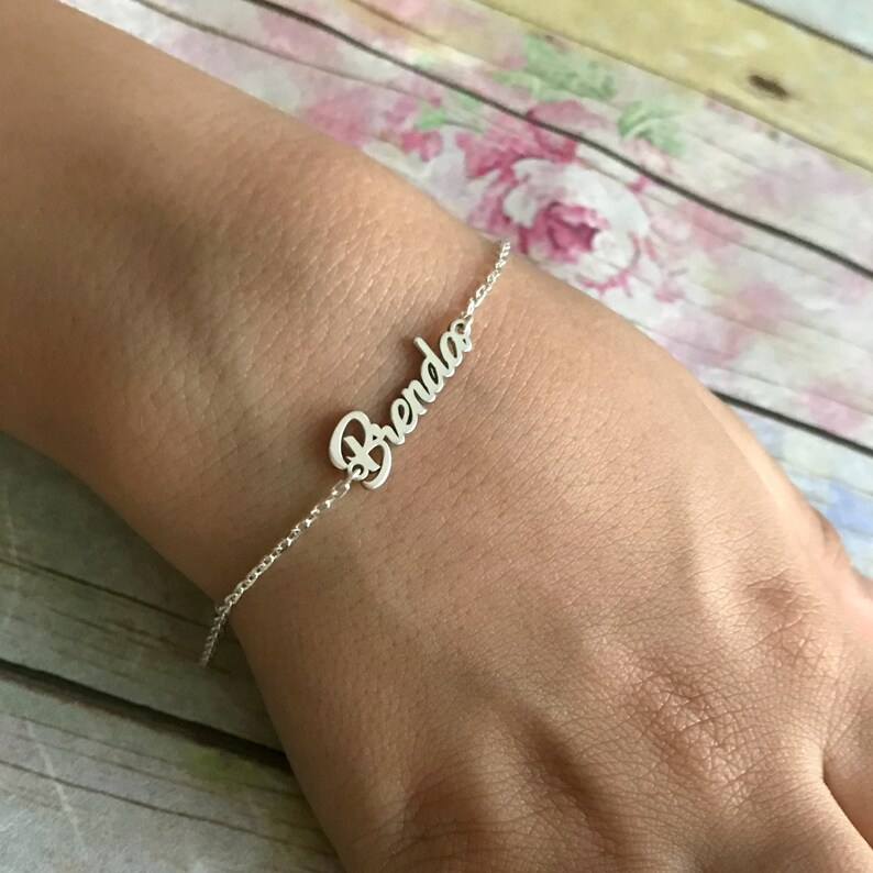 Sterling Silver Kids Name Bracelet Child Bracelet Baby Name Etsy