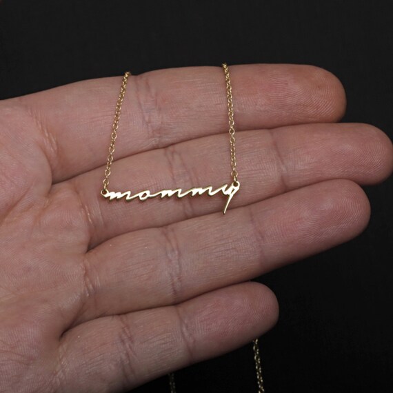 Script Mommy Necklace Sterling Silver 