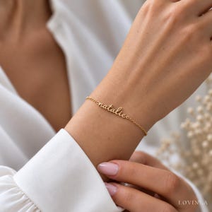 14K Gold Name Bracelet, Personalized Bracelet, Custom Name Bracelet, Dainty Layering Bracelet, Handmade Jewelry,Gift for Mom