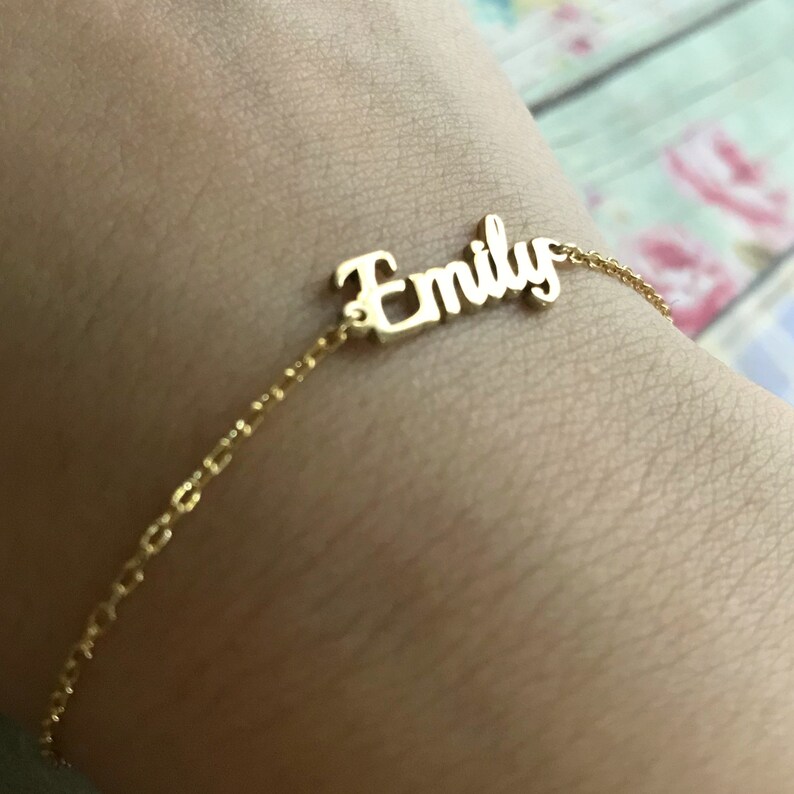 14k Solid Gold Personalized Name Bracelet Everyday Jewelry Etsy