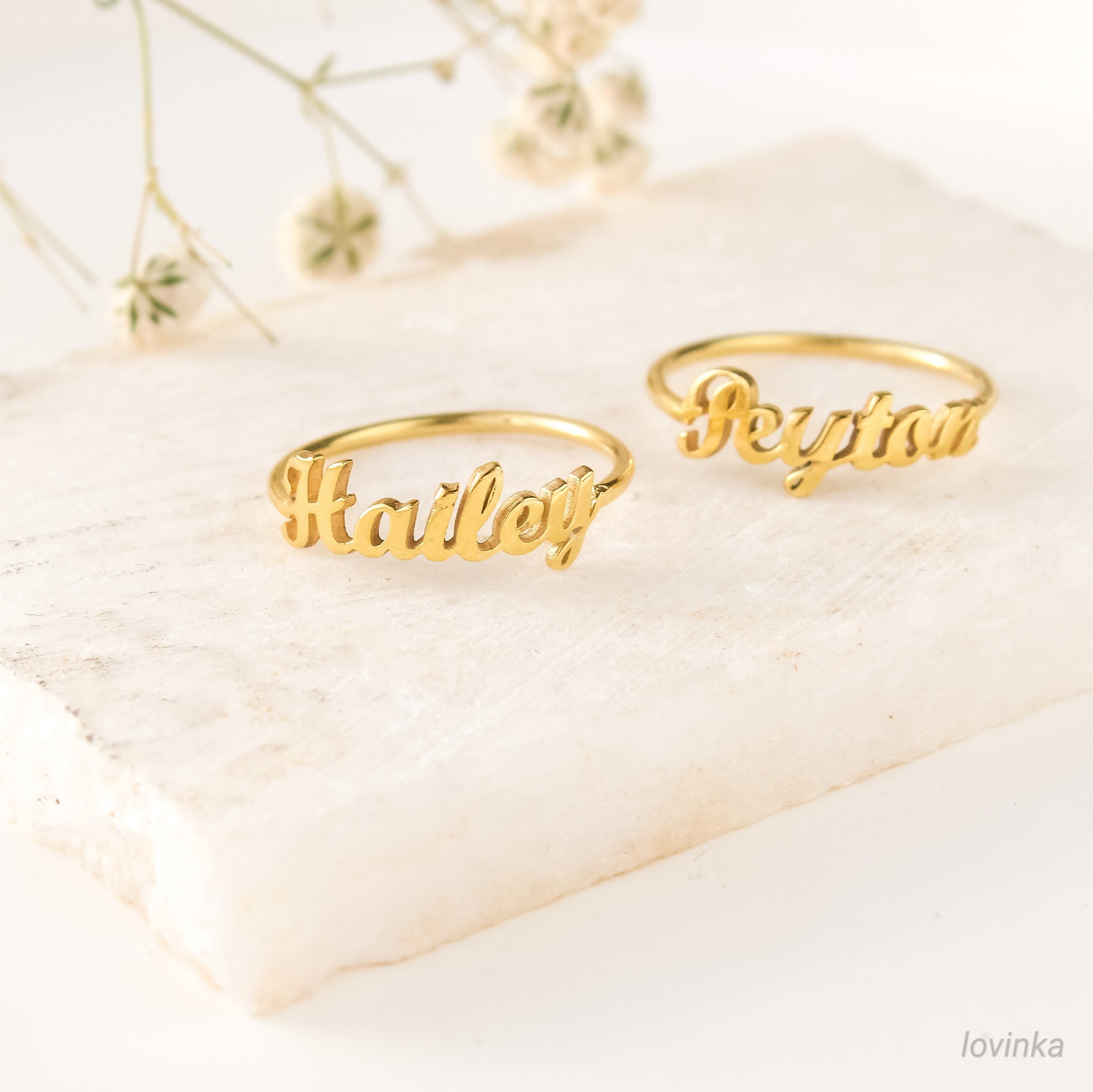 Women's Customizable Name Ring in 14k Real Yellow Gold – NORM JEWELS