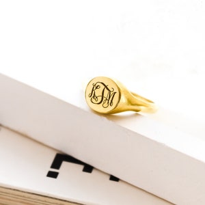 14K Solid Gold Personalized Initial Ring,Signet Ring,Monogram Ring,Letter Ring,Dainty Ring, Personalized Gift,Gift,LVK19 image 6