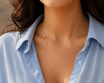 Dainty Initial Necklace,Sideways Initial Necklace,Custom Letter Necklace,Personalized Jewelry,Gift For Her, Christmas Gift,Mothers Gifts