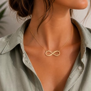 14K Solid Gold Infinity Name Necklace,Personalized Jewelry,Gift For Her