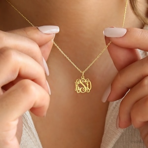 14K Solid Gold Monogram Necklace, Initial Jewelry,Custom Letter Necklace, Personalized Gift For Her image 6