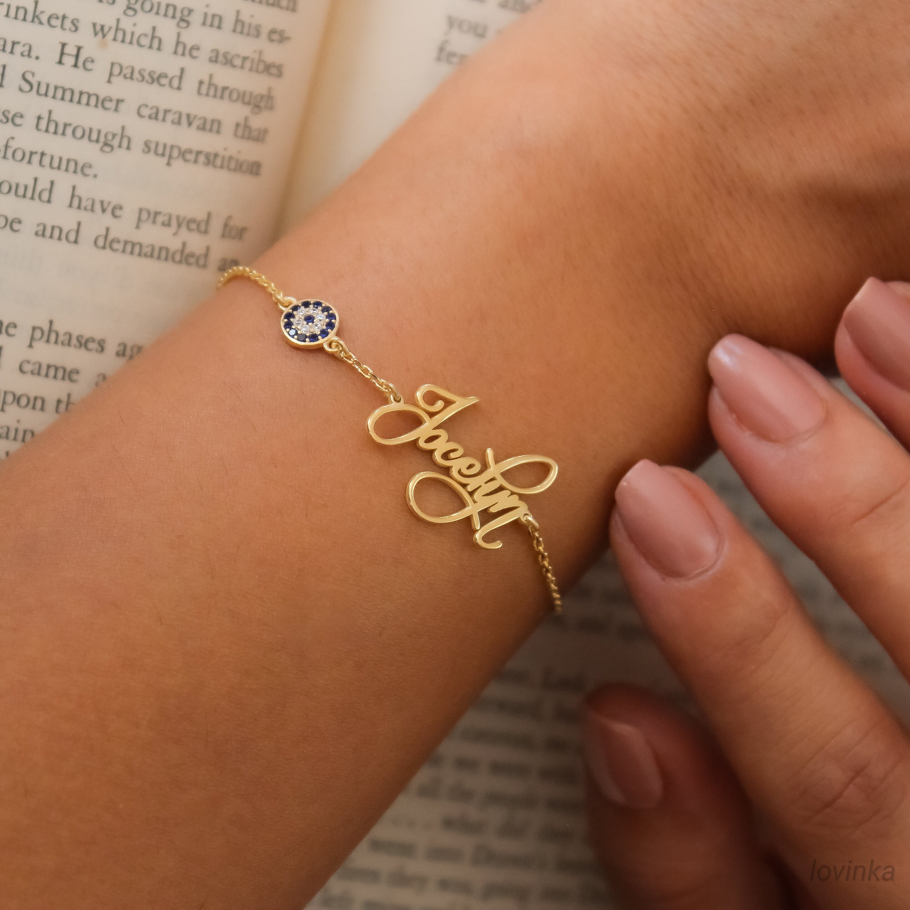 14K Gold Name Bracelet Personalized Gift Dainty Layering Bracelet custom Name Jewelry Gift for Mom LVK10