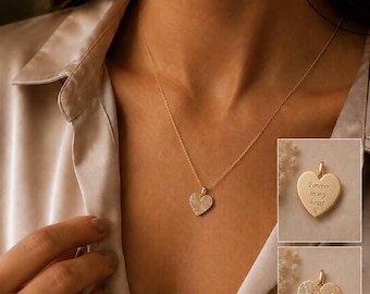 14K Solid Gold Heart Fingerprint Necklace,Actual Fingerprint Necklace,Fingerprint Jewelry,Memorial Gift,Personalized Gifts