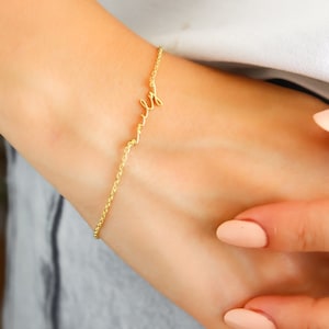 14K Gold Name Bracelet,Personalized Name Bracelet,Dainty Layering Bracelet,Custom Name Jewelry,Gift for Mom,LVK04 image 4