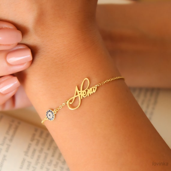 14K Gold Name Bracelet personalized Gift dainty Layering Bracelet custom Name Jewelry gift for Mom lvk10 Etsy