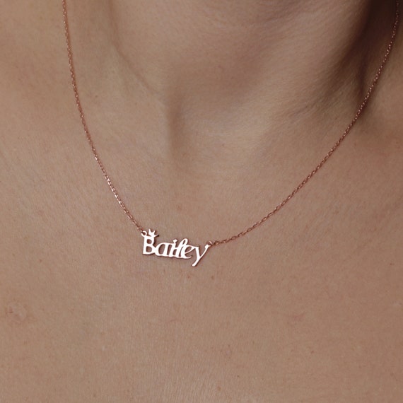 Personalized Gold Crown Name Necklace 