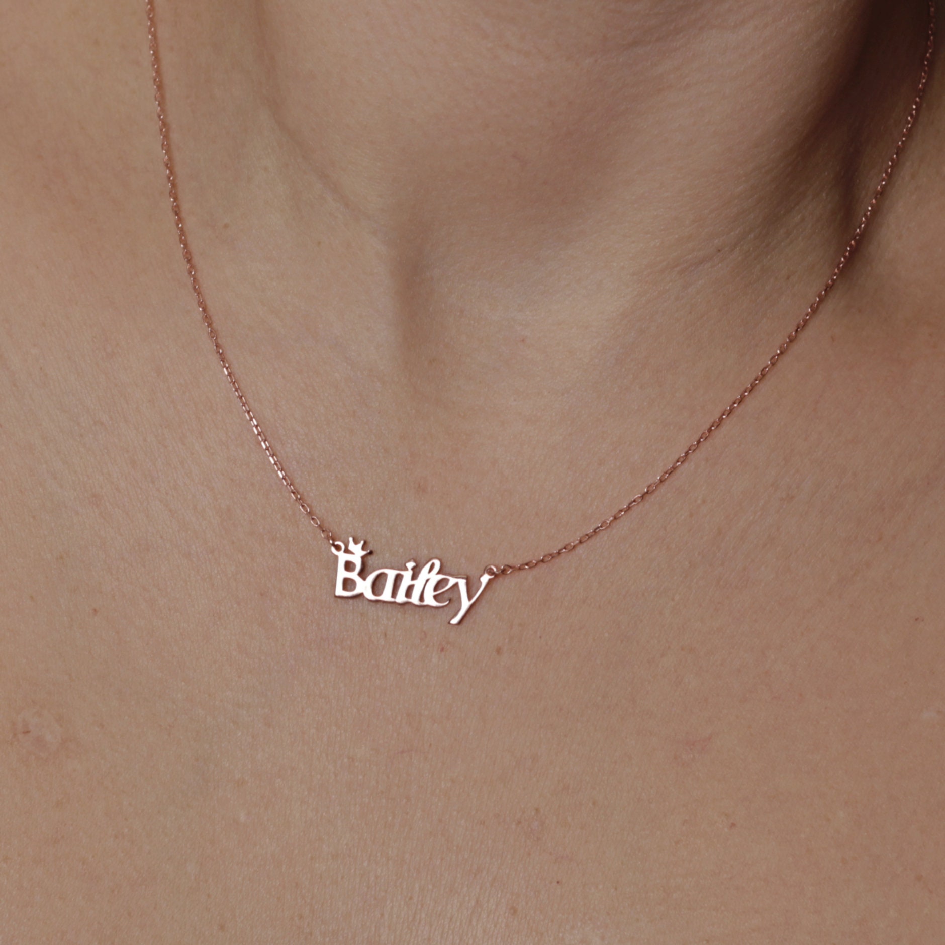 Personalized Gold Crown Name Necklace 