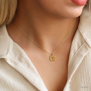 14K Solid Gold Monogram Necklace, Initial Jewelry,Custom Letter Necklace, Personalized Gift For Her image 2