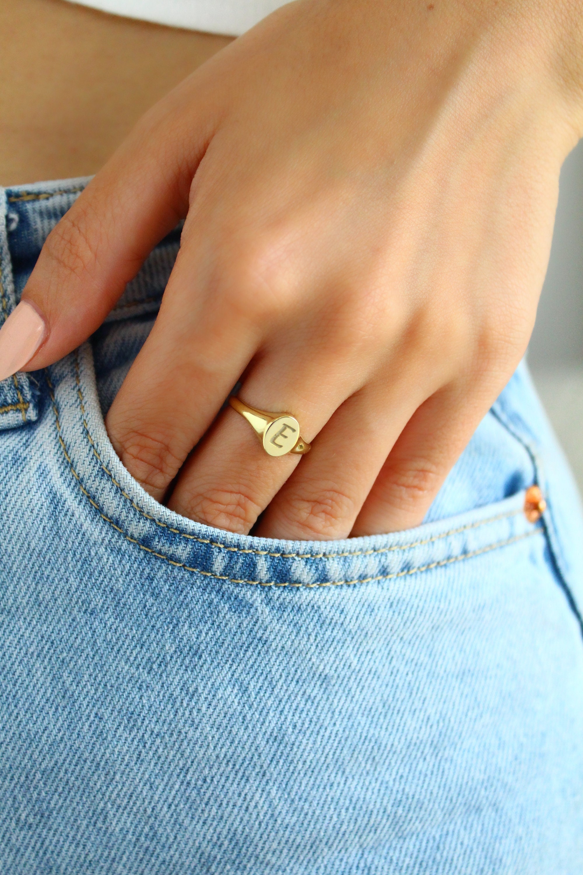 Personalized Initial Signet Ring,Pinky Ring,Custom Signet Ring, Statement Ring,Gift For Her,LVK17