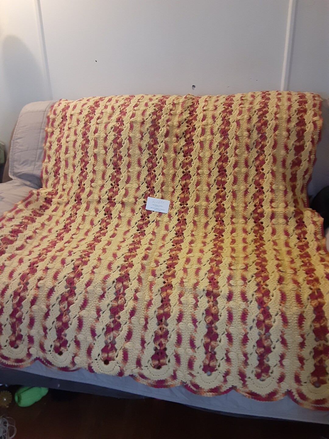 Afghan in Yellow Sewn in Strips Etsy