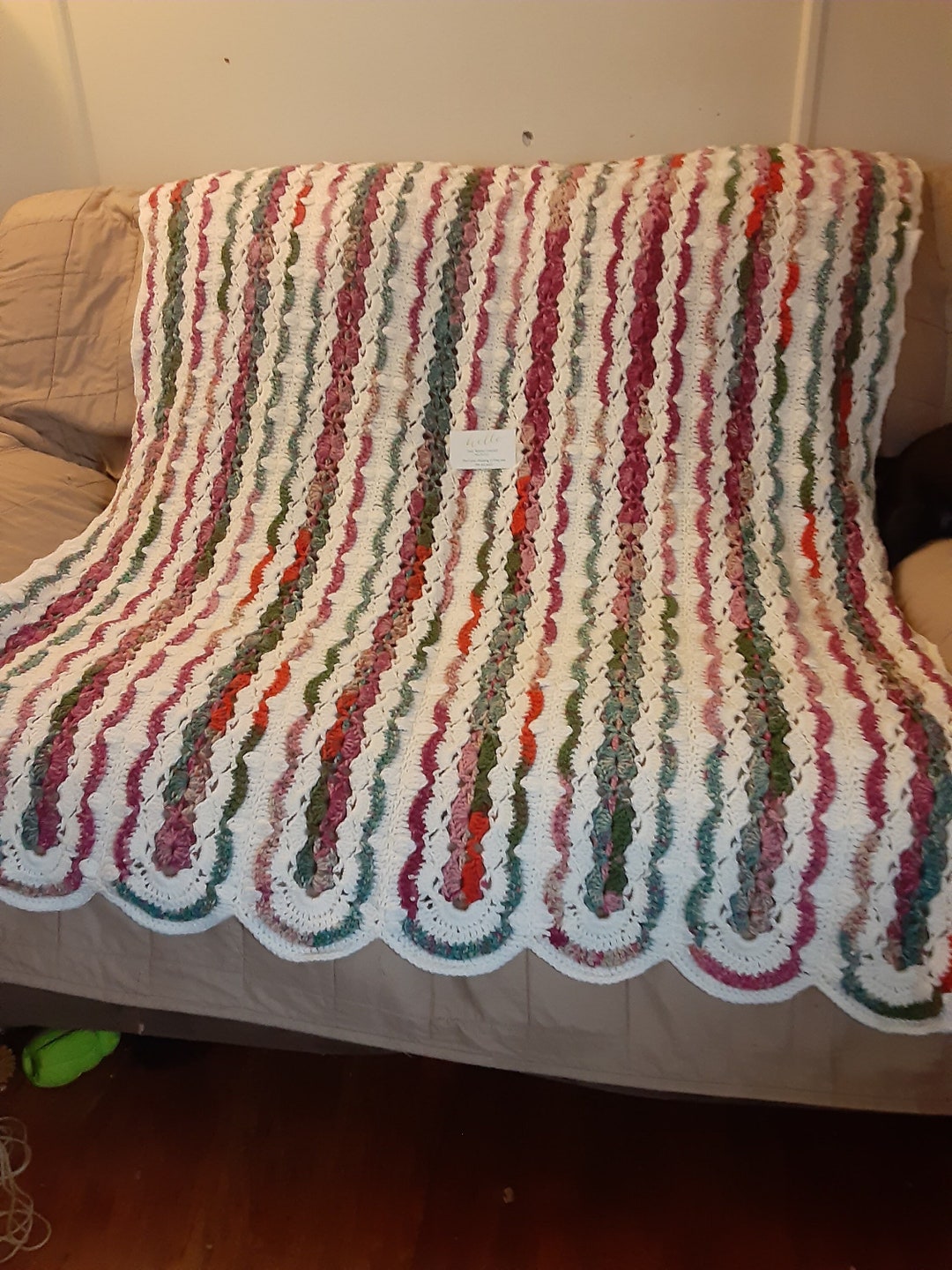 Afghan Done in Strips and Sewn Together Etsy