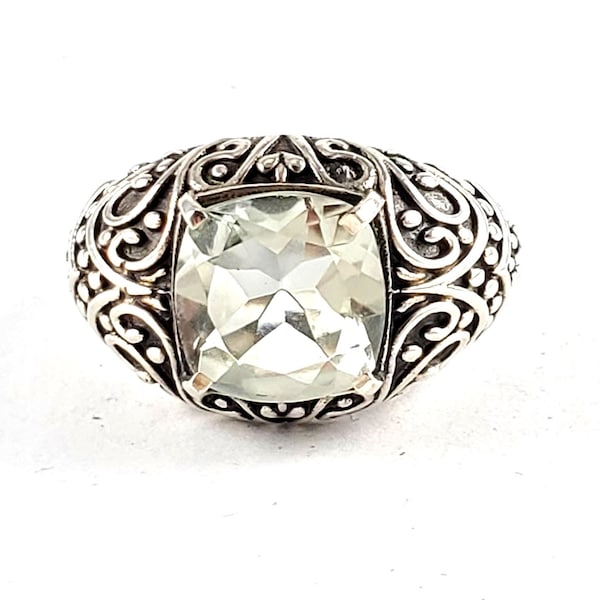 Vintage Sterling Silver Iolite Quartz Gemstone Ring - Clear Gemstone - Size 9