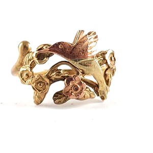 Vintage 10K Yellow and Rose Gold Hummingbird Ring Size 5.5 Dainty Hummingbird Ring Etsy