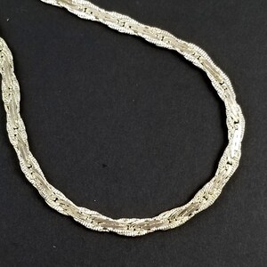 Vintage Sterling Silver Basket Weave Necklace - Simple Silver Necklace - Chunky Necklace