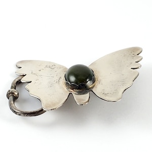 Vintage Sterling Silver Butterfly wih Gemstone Belt Buckle - For 1&quot; Belt